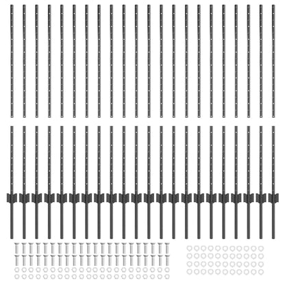 Palo della recinzione 22 pcs Grigio 160 cm Acciaio | homemem39