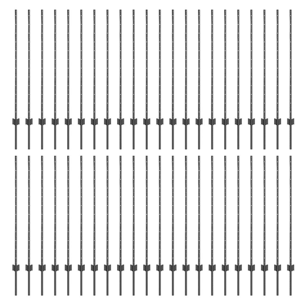 Palo della recinzione 44 pcs Grigio 160 cm Acciaio | homemem39