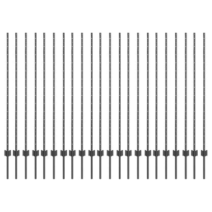 Palo della recinzione 22 pcs Grigio 180 cm Acciaio | homemem39