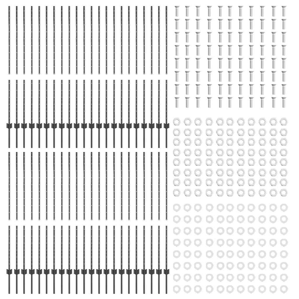Palo della recinzione 44 pcs Grigio 180 cm Acciaio | homemem39
