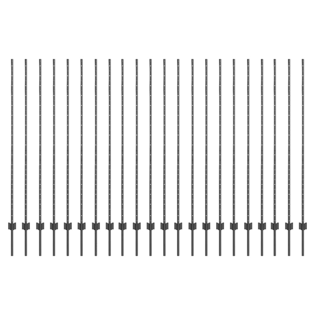 Palo della recinzione 22 pcs Grigio 200 cm Acciaio | homemem39