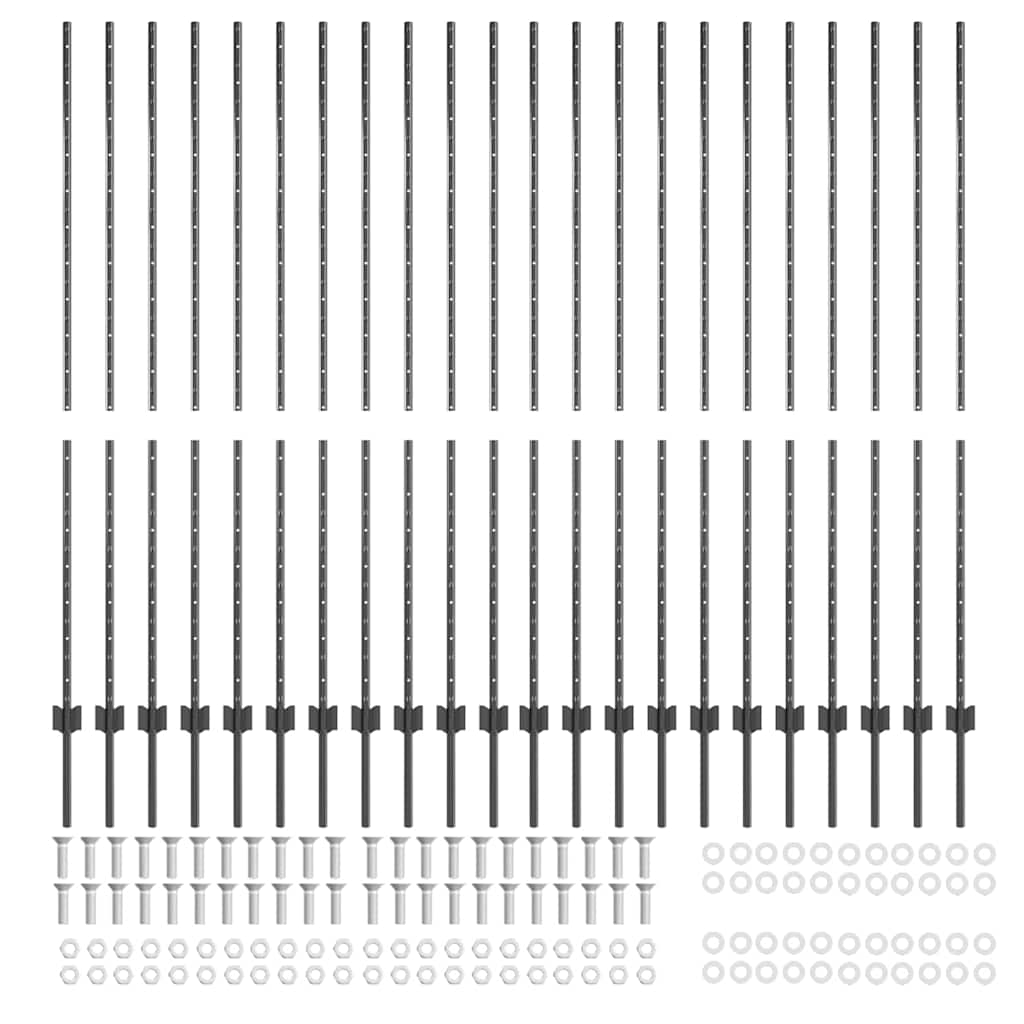 Palo della recinzione 22 pcs Grigio 200 cm Acciaio | homemem39