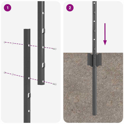 Palo della recinzione 44 pcs Grigio 200 cm Acciaio | homemem39