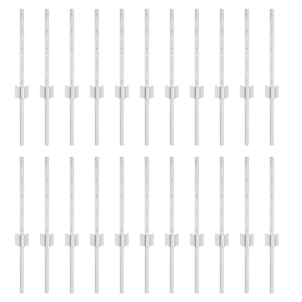 Palo della recinzione 22 pcs Argento 80 cm Acciaio | homemem39