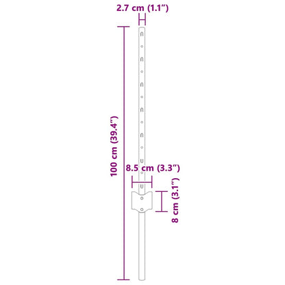 Palo della recinzione 22 pcs Argento 100 cm Acciaio | homemem39
