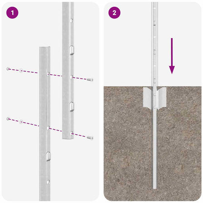 Palo della recinzione 22 pcs Argento 200 cm Acciaio | homemem39