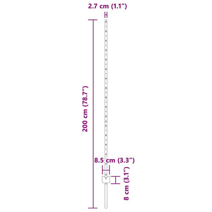 Palo della recinzione 22 pcs Argento 200 cm Acciaio | homemem39