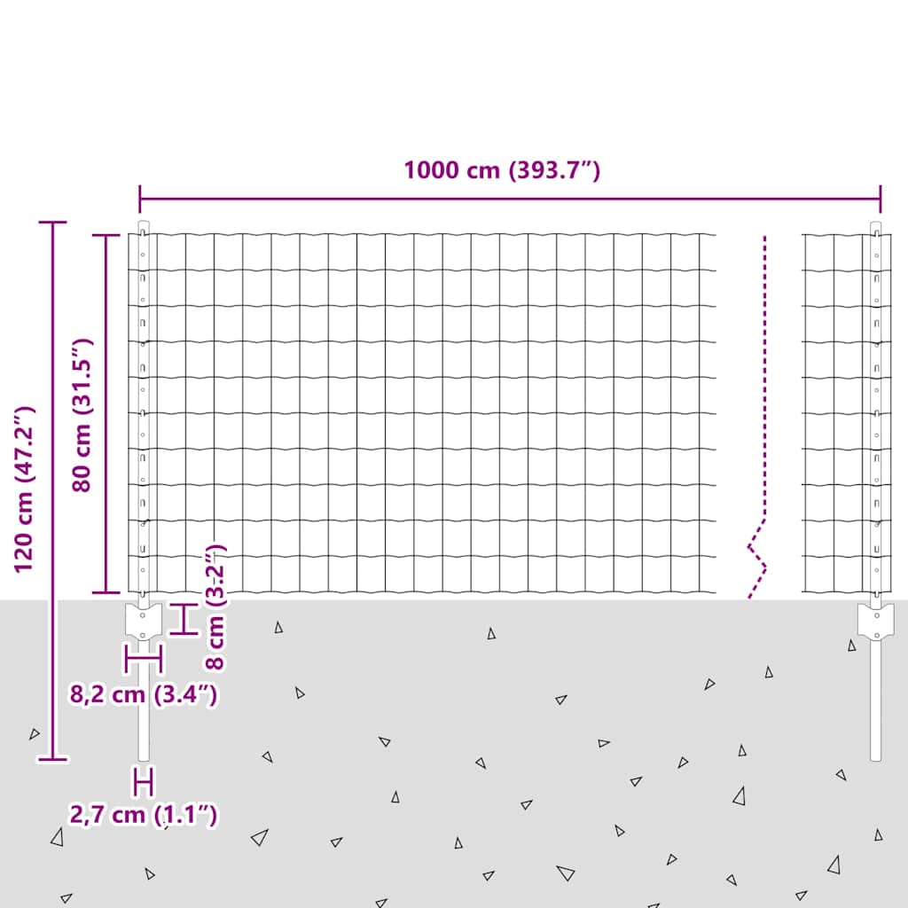 Recinzione euro da esterno con palo 10 x 0,8 m Verde Rete
