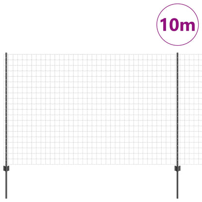 Recinzione euro da esterno con palo 10 x 1,5 m Grigio Rete