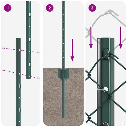 Recinzione a maglie metalliche con palo 10 x 1,2 m (P x A)