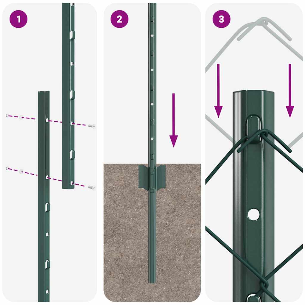 Recinzione a catena da esterno con palo 25 x 1 m Verde Rete