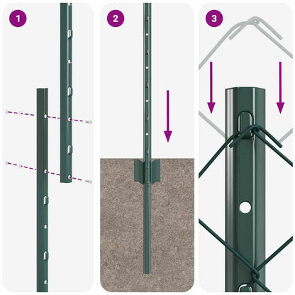 Recinzione a catena da esterno con palo 25 x 1 m Verde Rete