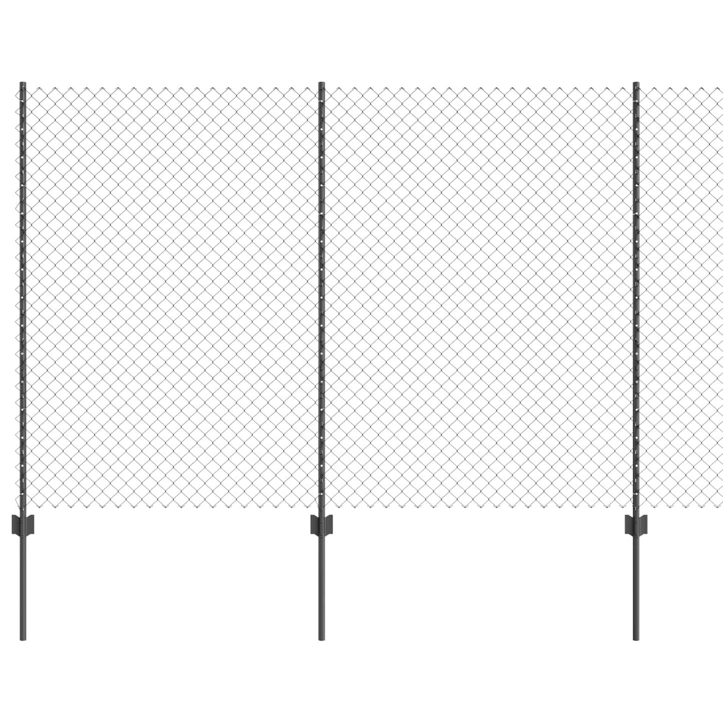 Recinzione a catena da esterno con palo 10 x 1,5 m Grigio Rete