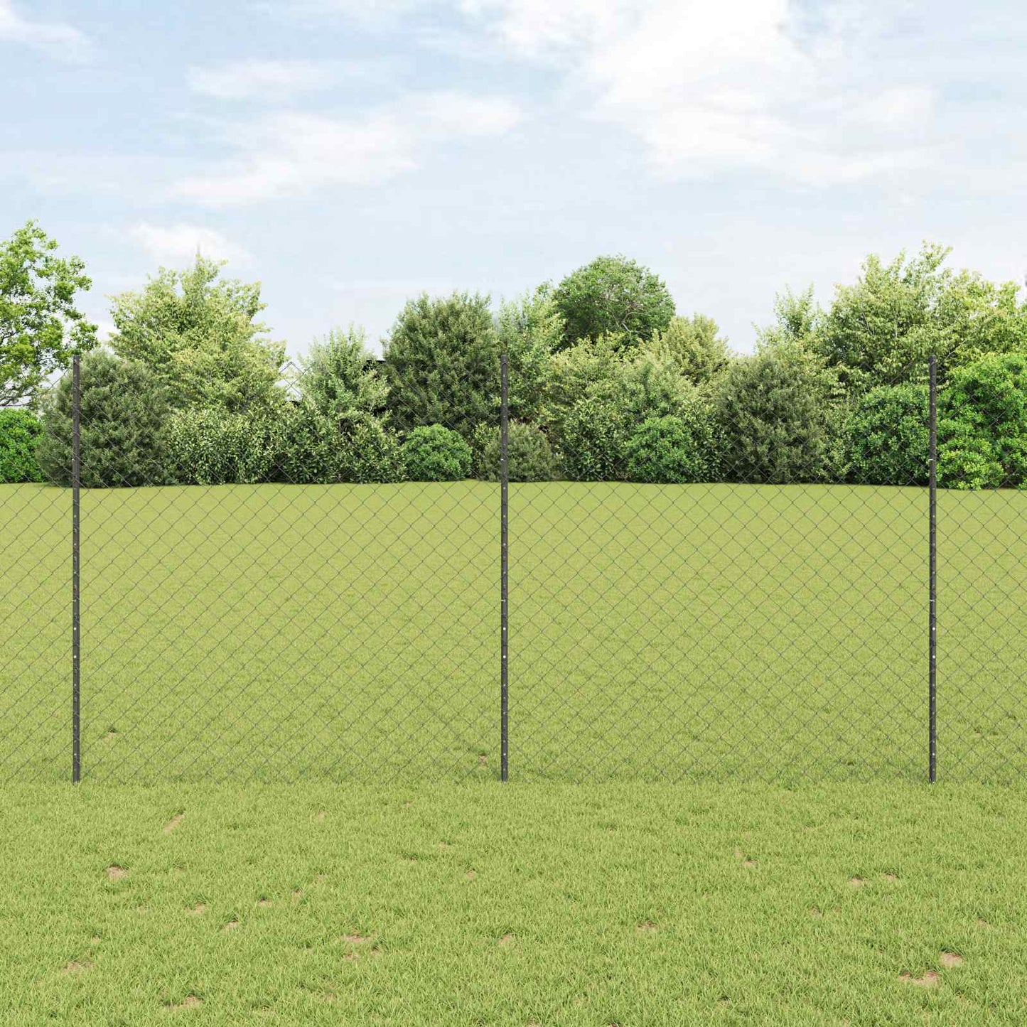 Recinzione a catena da esterno con palo 10 x 1,6 m Grigio Rete