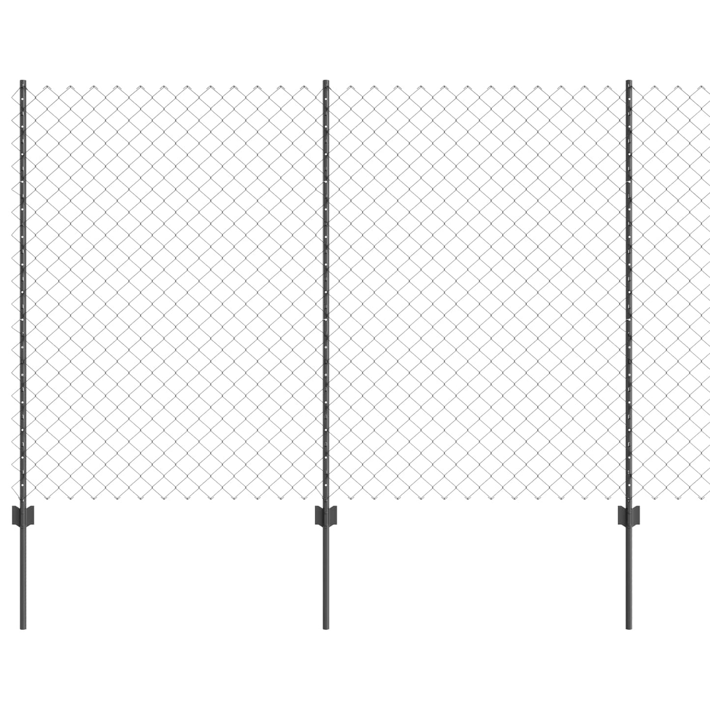 Recinzione a catena da esterno con palo 10 x 1,6 m Grigio Rete