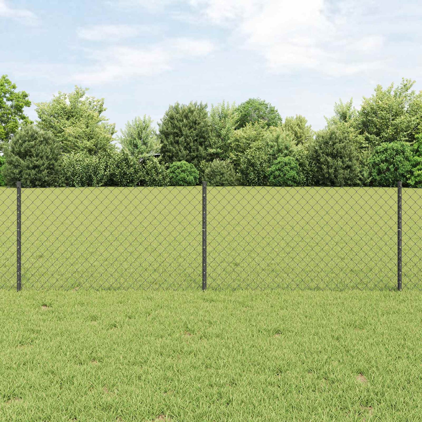 Recinzione a maglie metalliche con palo 25 x 0,6 m Grigio Rete