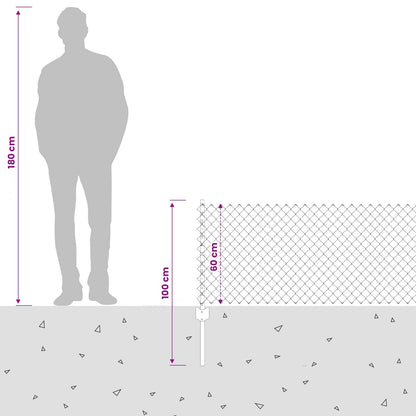 Recinzione a maglie con palo 25 x 0,6 m Grigio Rete
