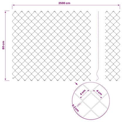 Recinzione a maglie metalliche con palo 25 x 0,8 m Grigio Rete