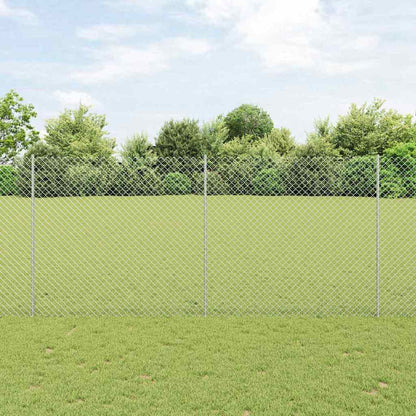 Recinzione a catena da esterno con palo 10 x 1,4 m Argento Rete