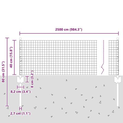 Recinzione in filo saldato per esterni con pali 25 x 0,4 m Rete