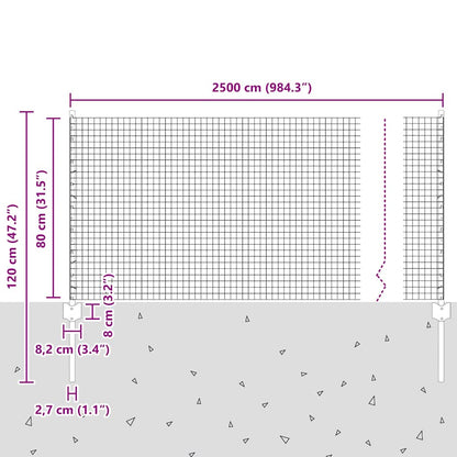 Recinzione in filo saldato per esterni con pali 25 x 0,8 m Rete
