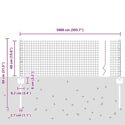Recinzione in filo saldato per esterni con pali 10 x 0,4 m Rete