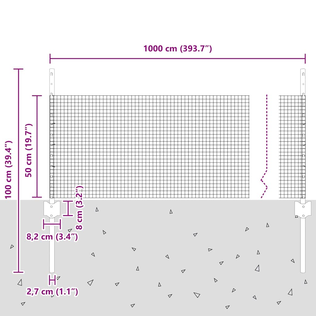 Recinzione in filo saldato per esterni con pali 10 x 0,5 m Rete
