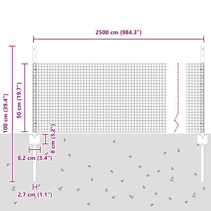 Recinzione in filo saldato per esterni con pali 25 x 0,5 m Rete