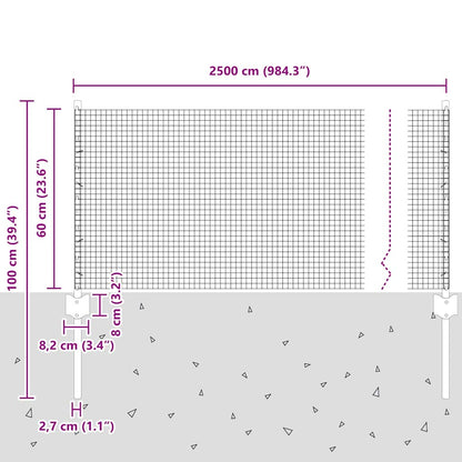 Recinzione in filo saldato per esterni con pali 25 x 0,6 m Rete