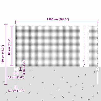 Recinzione in filo saldato per esterni con pali 25 x 0,8 m Rete