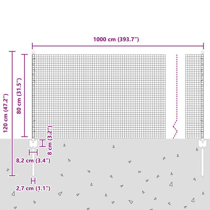 Recinzione in filo saldato per esterni con pali 10 x 0,8 m Rete