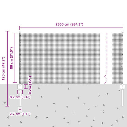 Recinzione in filo saldato per esterni con pali 25 x 0,8 m Rete