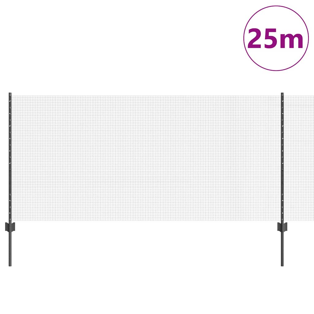 Recinzione in filo saldato per esterni con pali 25 x 1 m Grigio