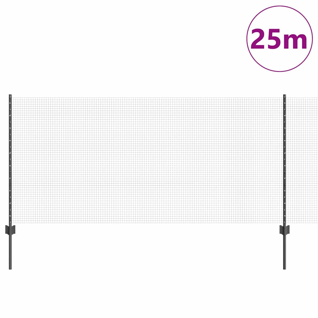 Recinzione in filo saldato per esterni con pali 25 x 1 m Grigio