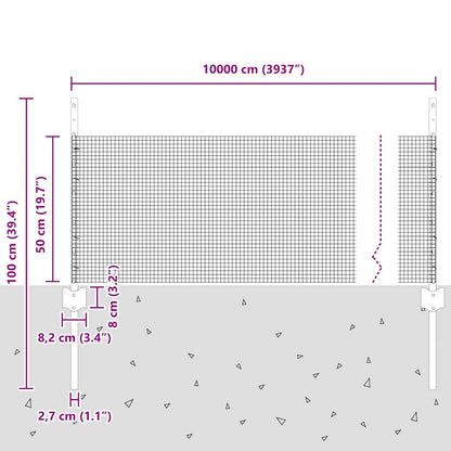 Recinzione in filo saldato per esterni con pali 100 x 0,5 m