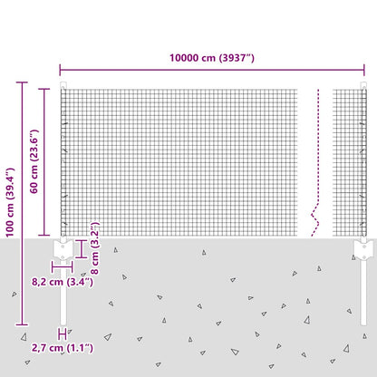 Recinzione in filo saldato per esterni con pali 100 x 0,6 m