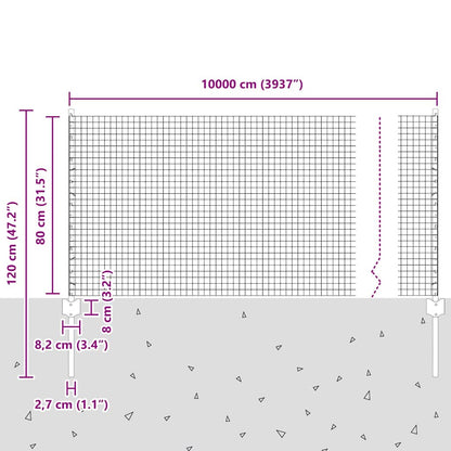 Recinzione in filo saldato per esterni con pali 100 x 0,8 m