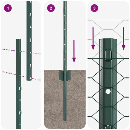 Recinzione esagonale da esterno con palo 25 x 1 m Verde Rete