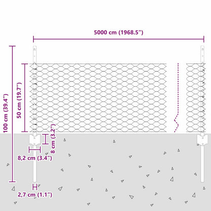Recinzione esagonale da esterno con palo 50 x 0,5 m Verde Rete