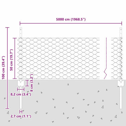 Recinzione esagonale da esterno con palo 50 x 0,5 m Verde Rete