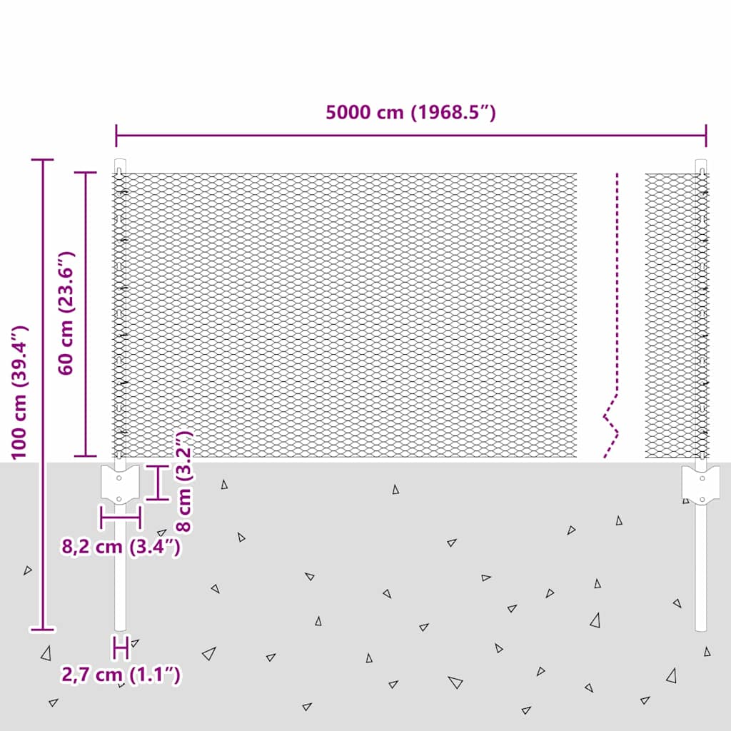 Recinzione esagonale da esterno con palo 50 x 0,6 m Verde Rete