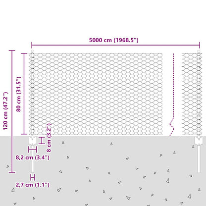 Recinzione esagonale da esterno con palo 50 x 0,8 m Verde Rete
