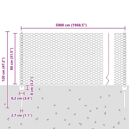 Recinzione esagonale da esterno con palo 50 x 0,8 m Verde Rete