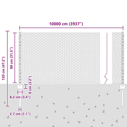 Recinzione esagonale da esterno con palo 100 x 0,8 m Verde Rete