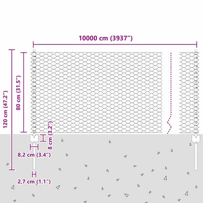 Recinzione esagonale da esterno con palo 100 x 0,8 m Verde Rete