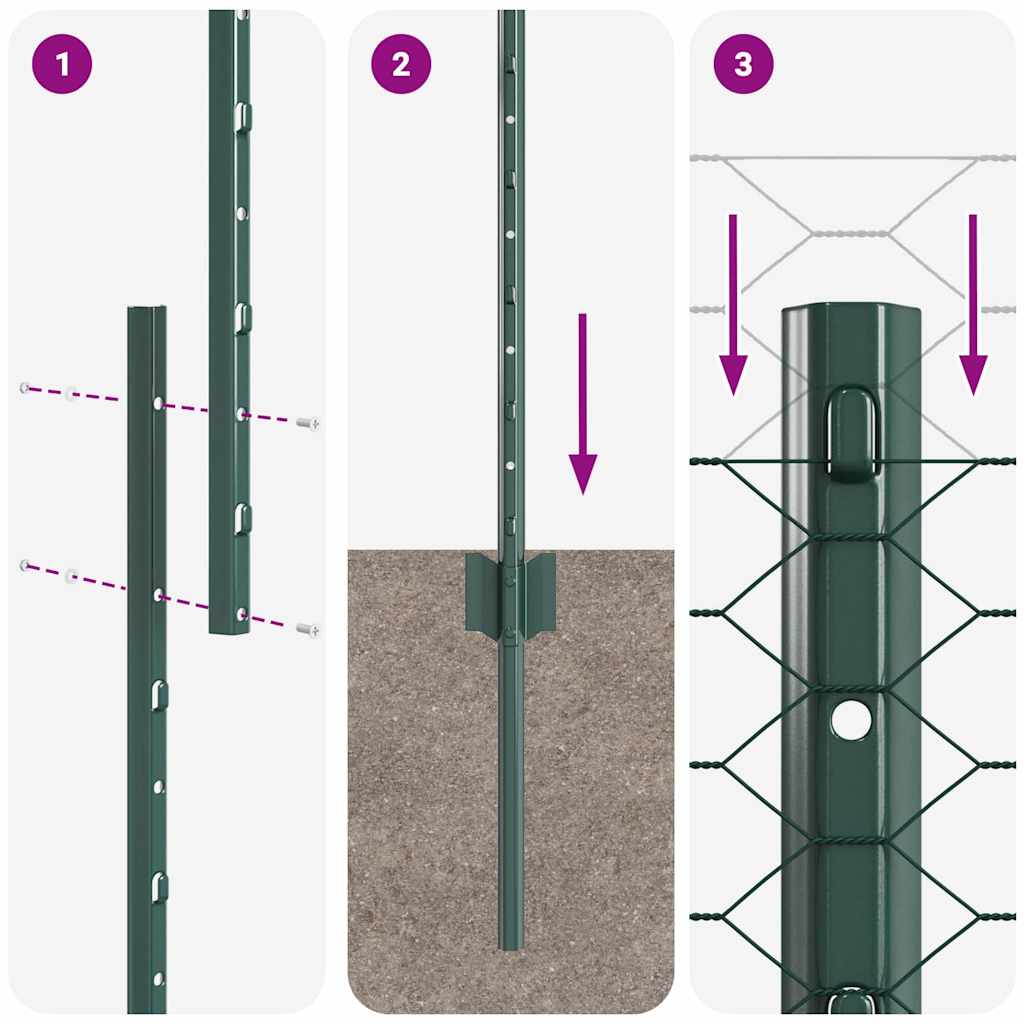 Recinzione esagonale da esterno con palo 100 x 1 m Verde Rete