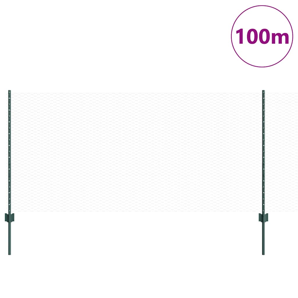 Recinzione esagonale da esterno con palo 100 x 1 m Verde Rete
