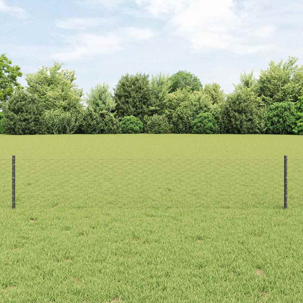 Recinzione esagonale da esterno con palo 10 x 0,4 m Grigio Rete