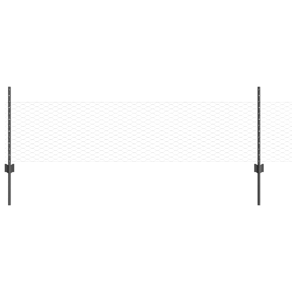 Recinzione con Posto Grigio 0,5 x 10 m Acciaio e PVC