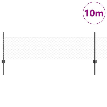 Recinzione con Posto Grigio 0,5 x 10 m Acciaio e PVC